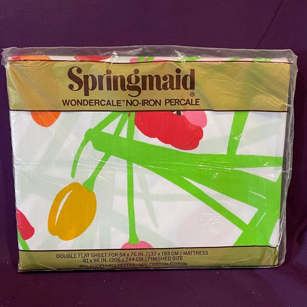 Springmaid "Wondercale" Double Size Flat Sheet NEW Old Stock Vintage Bedding